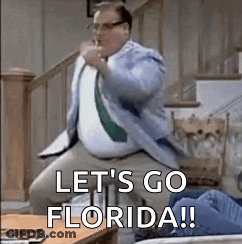 Man On Stool In Living Room Let's Go Florida GIF
