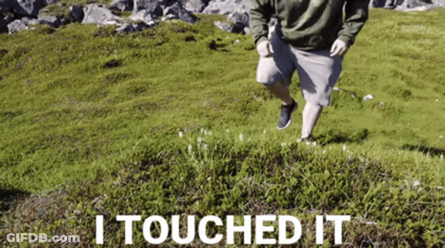 Man On The Grass I Touched It GIF