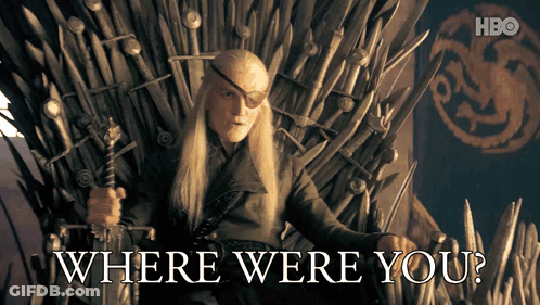 Man On Throne With Sword Saying Where Were You GIF