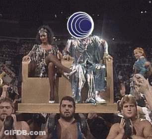 Man On Throne With Woman And Premier Sign GIF