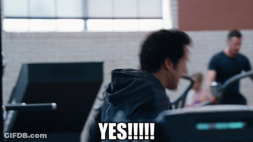 Man On Treadmill Says Yes GIF