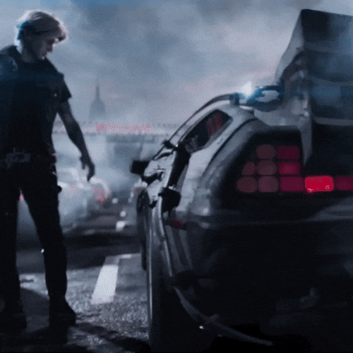 Man Opening One Door Of Delorean GIF