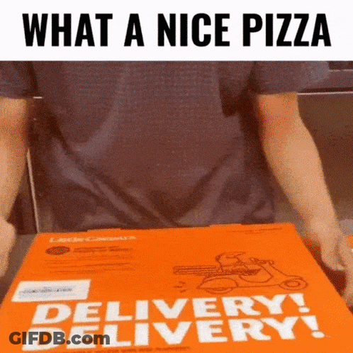 Man Opening Pizza Box Saying Delivery Delivery GIF