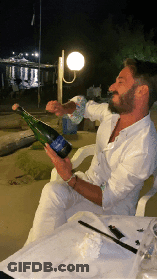 Man Opens Prosecco Delight GIF