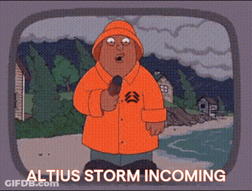 Man Orange Raincoat Holding Microphone Altius Storm Incoming GIF