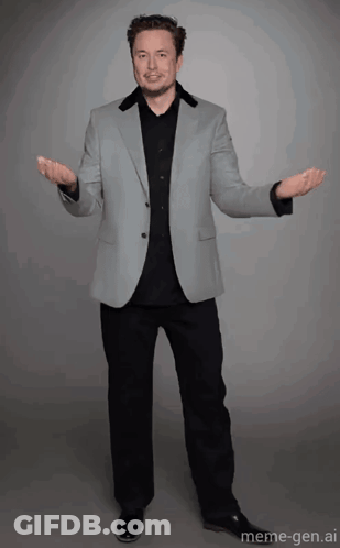 Man Outstretched Arms Grey Jacket Black Shirt Meme-Gen.ai Logo GIF