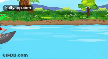 Man Paddling Boat On River GIF