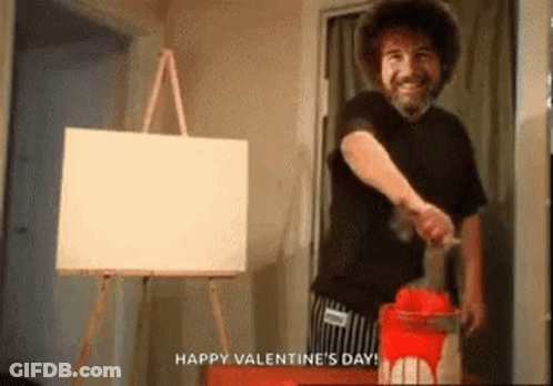 Man Painting Happy Valentines Day GIF