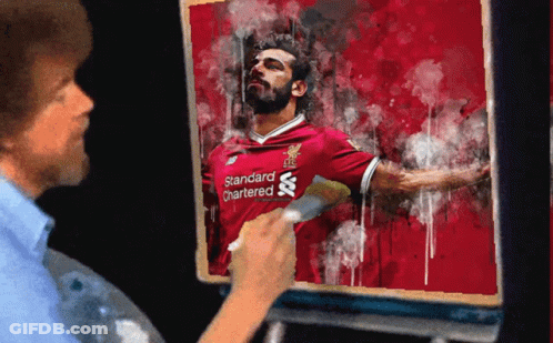 Man Painting Man In Red Standard Chartered Shirt GIF