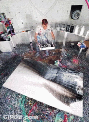 Man Painting On Large Canvas GIF