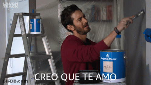 Man Painting Wall With Benjamin Moore Regal GIF