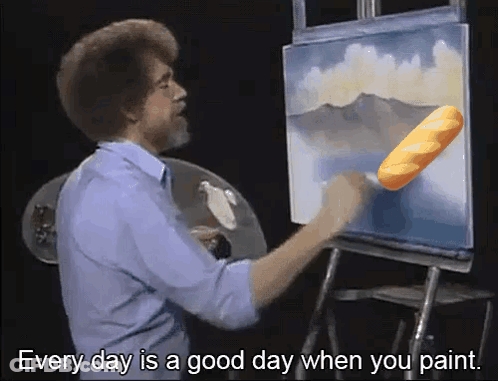 Man Painting With Bread In Hand GIF