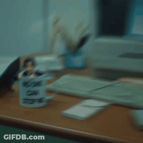 Man Peeking Out Of Mug Saying No One Can Stop Me GIF