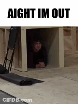 Man Peeking Out Of Wooden Box GIF