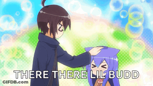 Man Petting Girl's Head Saying There There Lil Budd GIF