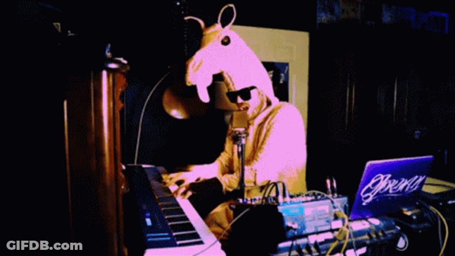 Man Piano Wearing Llama Costume GIF