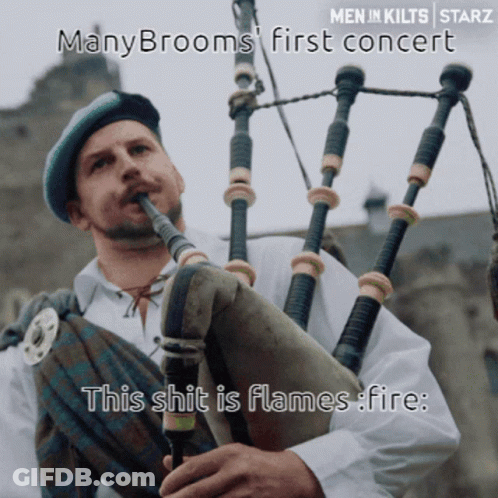 Man Playing Bagpipe Many Brooms First Concert GIF