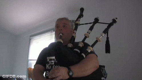 Man Playing Bagpipe Wearing Kilts Shirt GIF