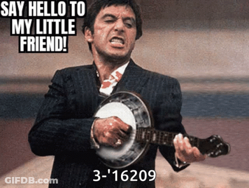Man Playing Banjo Saying Say Hello To My Little Friend GIF