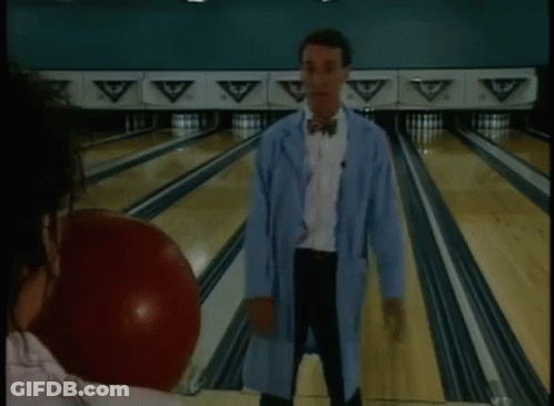 Man Playing Bowling With Bowling Ball In Mouth GIF