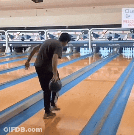 Man Playing Bowling With Clan Bowling Sign GIF