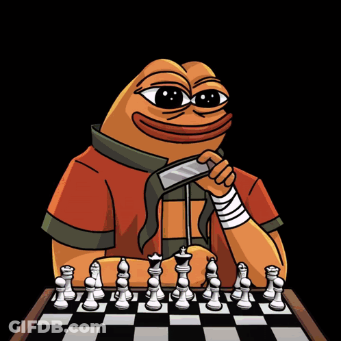 Man Playing Chess Under Game Sign GIF