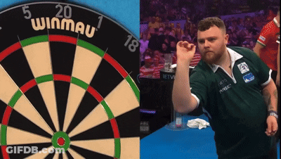 Man Playing Darts With Winmau Dart Board GIF