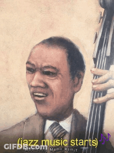 Man Playing Double Bass Jazz Music Starts GIF