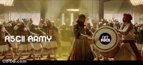 Man Playing Drum In Front Of Crowd Ascii Army GIF