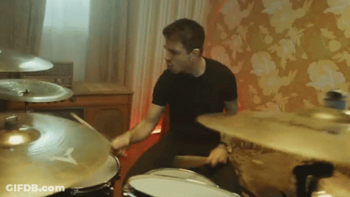 Man Playing Drum Set With Cymbal Saying A GIF