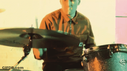 Man Playing Drum Set With Cymbal Saying A GIF