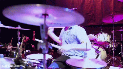 Man Playing Drum Set With Evans Cymbal GIF