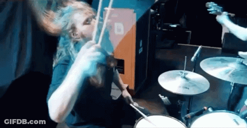 Man Playing Drums In Front Of Sabian Drum Set GIF