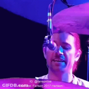 Man Playing Drums With Microphone Ig @Fansonline Youtube Fanson 2017 Hanson GIF