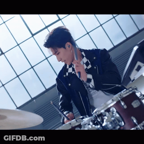 Man Playing Drums With Yamaha Drum Set GIF