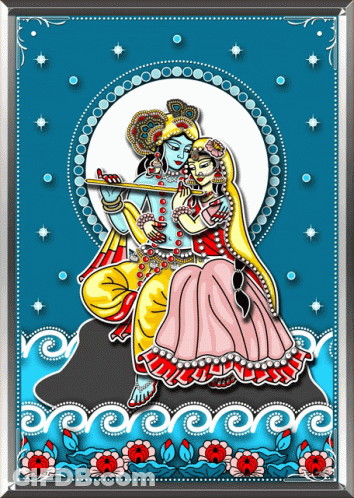 Man Playing Flute Woman Hugging Blue Background GIF