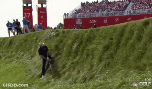Man Playing Golf Near Aon Sign GIF