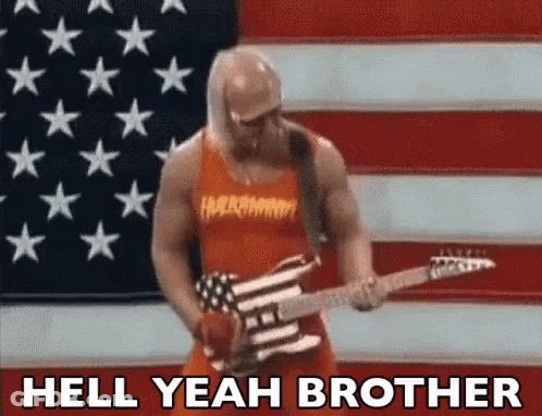 Man Playing Guitar American Flag Saying Hell Yeah Brother GIF