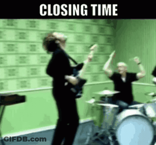 Man Playing Guitar And Drums Closing Time GIF