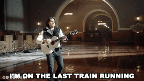 Man Playing Guitar I'm On The Last Train Running GIF