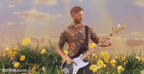 Man Playing Guitar In Flower Field GIF