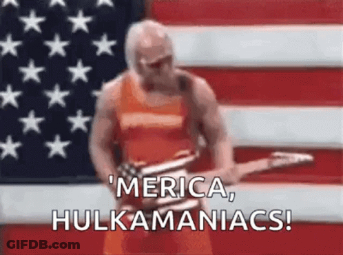 Man Playing Guitar In Front Of American Flag GIF