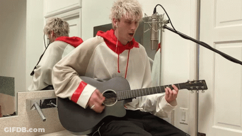 Man Playing Guitar In Front Of Mirror GIF