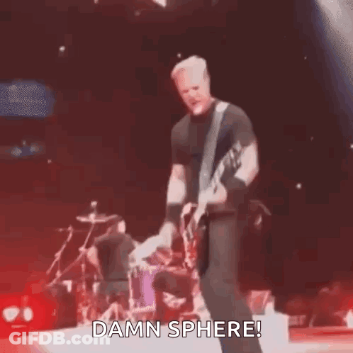 Man Playing Guitar Saying Damn Sphere On Stage GIF