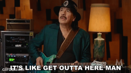 Man Playing Guitar Saying Get Outta Here GIF
