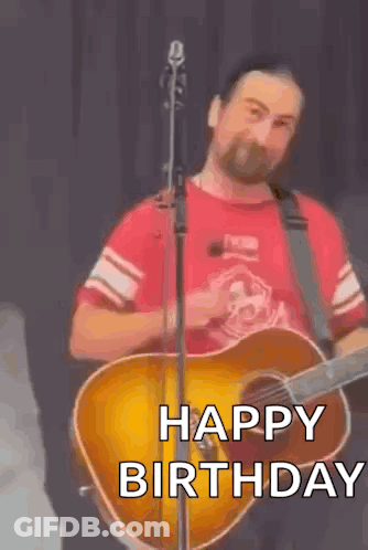 Man Playing Guitar Saying Happy Birthday GIF