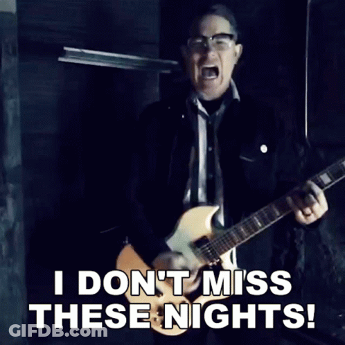 Man Playing Guitar Saying I Don't Miss These Nights GIF