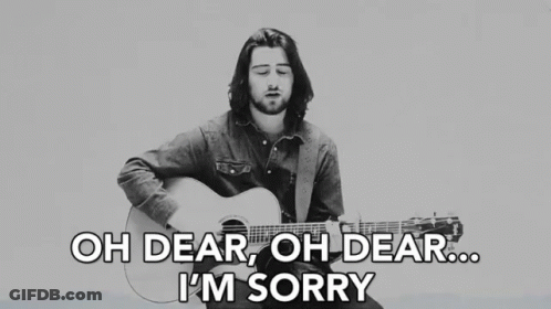 Man Playing Guitar Saying Oh Dear Oh Dear I'm Sorry GIF