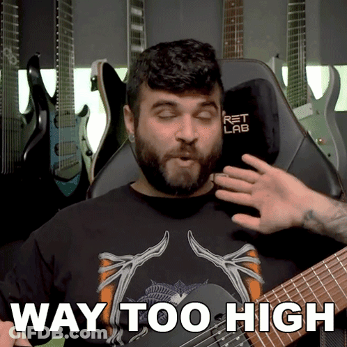 Man Playing Guitar Saying Way Too High GIF