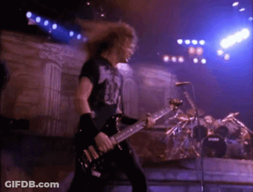 Man Playing Guitar Singing In Metallica Shirt GIF